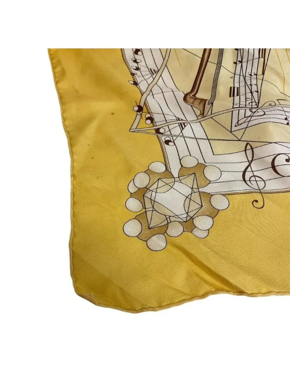 Hermes la Musique Des Spheres Carre 90 Silk Scarf Yellow